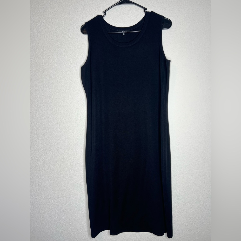 Misook black classic Sleeveless Sheath knit Dress Midi